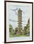 Pagoda, Kew Gardens, Plate 9 from 'Kew Gardens: a Series of Twenty-Four Drawings on Stone'-George Ernest Papendiek-Framed Giclee Print