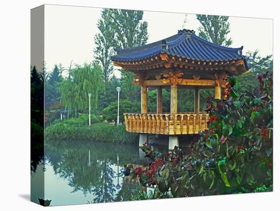 Pagoda Next to Lake and Park, Kyongju, South Korea-Dennis Flaherty-Stretched Canvas