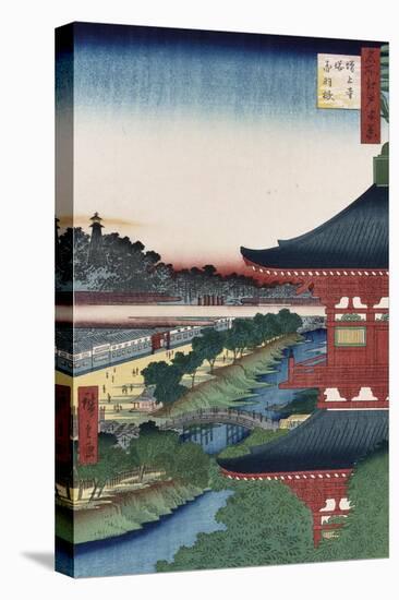 Pagoda of Zojoji, Akabane', from the Series 'One Hundred Views of Famous Places in Edo'-Utagawa Hiroshige-Stretched Canvas