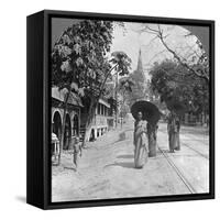 Pagoda Road to the Shwedagon Pagoda, Rangoon, Burma, 1908-null-Framed Stretched Canvas