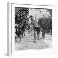 Pagoda Road to the Shwedagon Pagoda, Rangoon, Burma, 1908-null-Framed Photographic Print