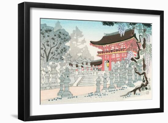 Pagoda with Stone Lanterns-null-Framed Art Print