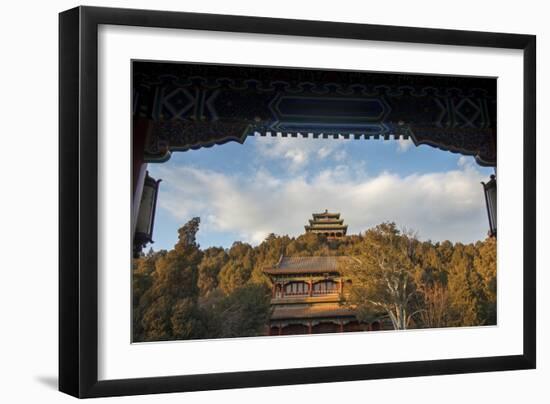 Pagodas and Jingshan Hill, Beijing, China, Asia-Andy Brandl-Framed Photographic Print