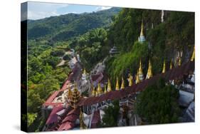 Pagodas and Stairs Leading to Pindaya Cave, Shan State, Myanmar-Keren Su-Stretched Canvas