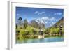 Pagodas with Yu Long Xue Shan (Jade Dragon Snow Mountain) in Jade Spring Park in Spring-Andreas Brandl-Framed Photographic Print