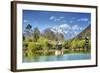 Pagodas with Yu Long Xue Shan (Jade Dragon Snow Mountain) in Jade Spring Park in Spring-Andreas Brandl-Framed Photographic Print