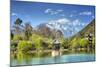 Pagodas with Yu Long Xue Shan (Jade Dragon Snow Mountain) in Jade Spring Park in Spring-Andreas Brandl-Mounted Photographic Print