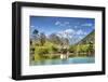 Pagodas with Yu Long Xue Shan (Jade Dragon Snow Mountain) in Jade Spring Park in Spring-Andreas Brandl-Framed Photographic Print