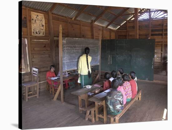 Pah Oh Minority Children in Local Village School, Pattap Poap Near Inle Lake, Shan State, Myanmar-Eitan Simanor-Stretched Canvas