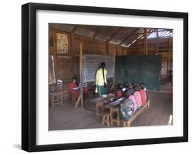 Pah Oh Minority Children in Local Village School, Pattap Poap Near Inle Lake, Shan State, Myanmar-Eitan Simanor-Framed Photographic Print