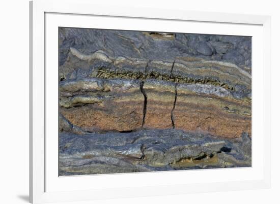 Pahoehoe lava, close-up of ribbon-like shapes, Sullivan Bay, Santiago-Krystyna Szulecka-Framed Photographic Print