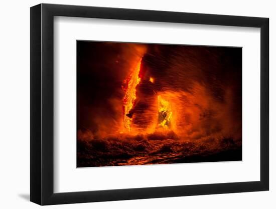 Pahoehoe lava flowing from Kilauea-David Fleetham-Framed Photographic Print