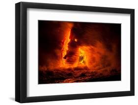 Pahoehoe lava flowing from Kilauea-David Fleetham-Framed Photographic Print