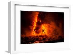 Pahoehoe lava flowing from Kilauea-David Fleetham-Framed Photographic Print