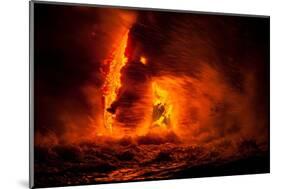 Pahoehoe lava flowing from Kilauea-David Fleetham-Mounted Photographic Print