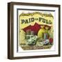 Paid in Full Brand Cigar Outer Box Label-Lantern Press-Framed Art Print