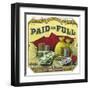 Paid in Full Brand Cigar Outer Box Label-Lantern Press-Framed Art Print