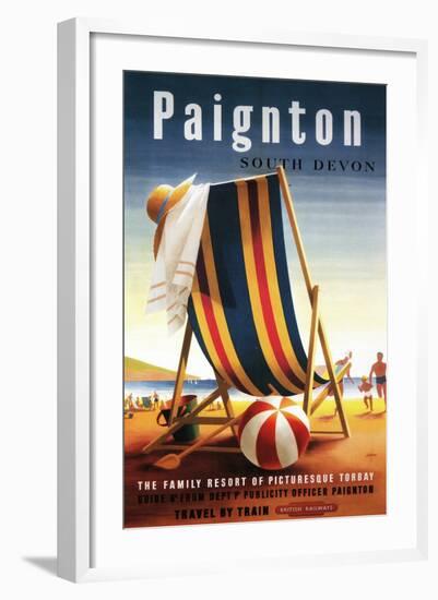 Paignton, England - British Railways Beach Chair and Ball Poster-Lantern Press-Framed Art Print