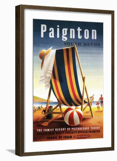 Paignton, England - British Railways Beach Chair and Ball Poster-Lantern Press-Framed Art Print
