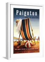 Paignton, England - British Railways Beach Chair and Ball Poster-Lantern Press-Framed Art Print