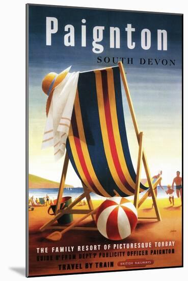 Paignton, England - British Railways Beach Chair and Ball Poster-Lantern Press-Mounted Art Print