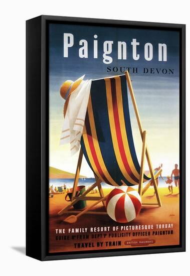 Paignton, England - British Railways Beach Chair and Ball Poster-Lantern Press-Framed Stretched Canvas
