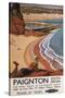 Paignton, England - British Railways Girl Looking over a Cliff Poster-Lantern Press-Stretched Canvas