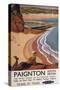 Paignton, England - British Railways Girl Looking over a Cliff Poster-Lantern Press-Stretched Canvas