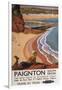 Paignton, England - British Railways Girl Looking over a Cliff Poster-Lantern Press-Framed Art Print