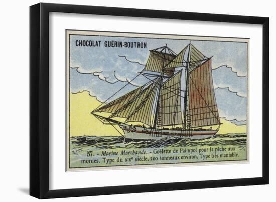 Paimpol Schooner, Breton Cod Fishing Boat, 19th Century-null-Framed Giclee Print
