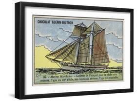 Paimpol Schooner, Breton Cod Fishing Boat, 19th Century-null-Framed Giclee Print