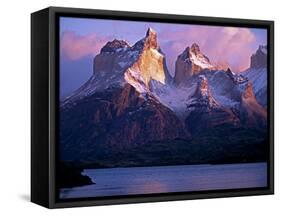 Paine Massif at Dawn, Seen across Lago Pehoe, Torres Del Paine National Park, Chile-John Warburton-lee-Framed Stretched Canvas