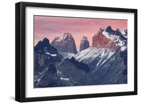 Paine Massif at sunset, Torres del Paine National Park, Chile, Patagonia-Adam Jones-Framed Photographic Print