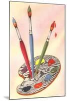 Paint Brushes and Palette-null-Mounted Art Print