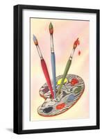 Paint Brushes and Palette-null-Framed Art Print