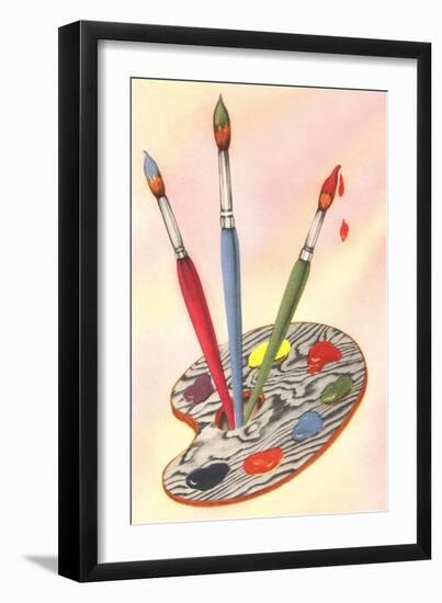 Paint Brushes and Palette-null-Framed Art Print