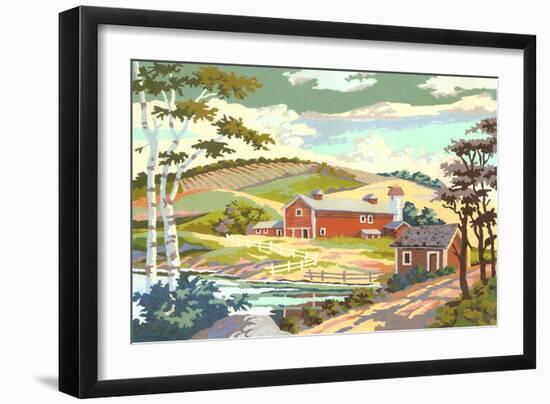 Paint by Numbers, Farm Scene Number One-null-Framed Art Print