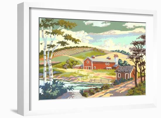 Paint by Numbers, Farm Scene Number One-null-Framed Art Print