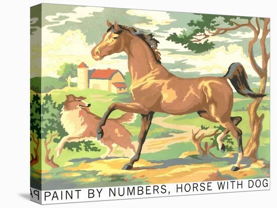 Paint by Numbers, Horse with Dog-Found Image Press-Stretched Canvas