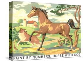 Paint by Numbers, Horse with Dog-Found Image Press-Stretched Canvas
