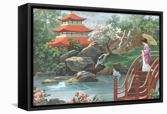 Paint by Numbers, Japanese Scene-null-Framed Stretched Canvas