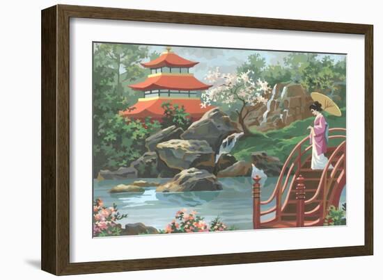 Paint by Numbers, Japanese Scene-null-Framed Art Print