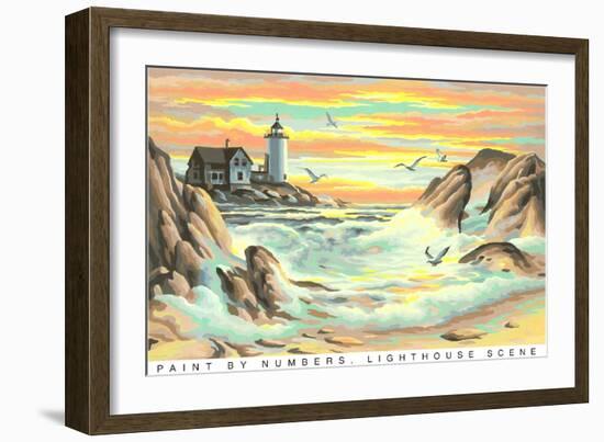 Paint by Numbers, Lighthouse Scene-null-Framed Art Print