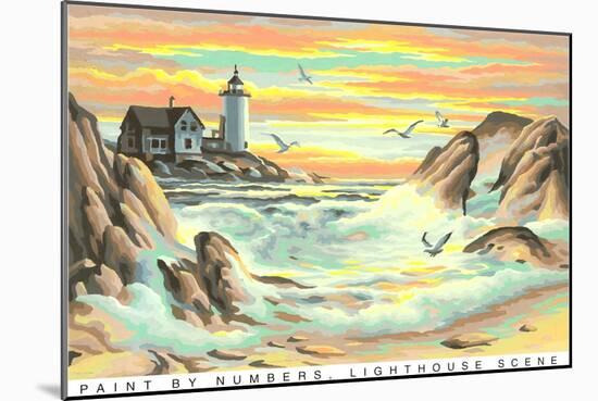 Paint by Numbers, Lighthouse Scene-null-Mounted Art Print