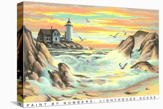 Paint by Numbers, Lighthouse Scene-null-Stretched Canvas