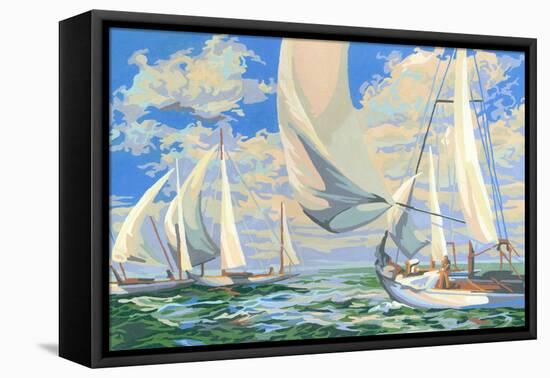 Paint by Numbers, Sailing Scene-null-Framed Stretched Canvas