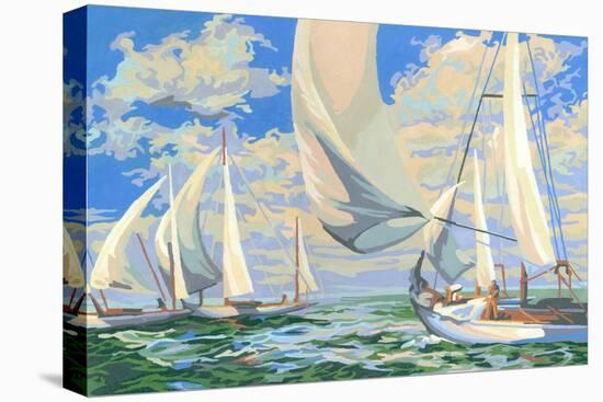 Paint by Numbers, Sailing Scene-null-Stretched Canvas