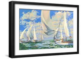 Paint by Numbers, Sailing Scene-null-Framed Art Print