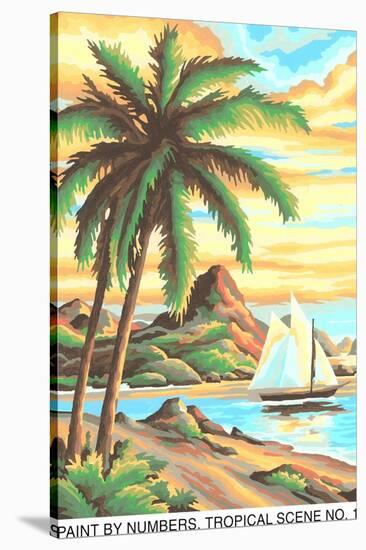 Paint by Numbers, Tropical Scene Number One-Found Image Press-Stretched Canvas