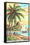 Paint by Numbers, Tropical Scene Number One-Found Image Press-Framed Stretched Canvas